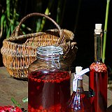 DSC03525  créations des sirops et vinaigres douces avec nos fruits du jardin