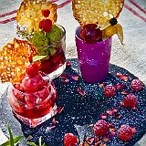 dessert12  La triologie des sorbets - aux framboises, cassis et basilic avec ses pastilles caramélisées