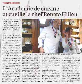 Intronisation de Renate-Elisa Hillen � l'academie nationale de cuisine de France